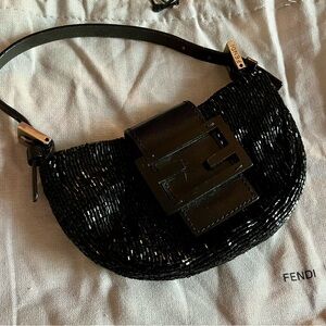 Fendi Mini Baguette Black Beaded